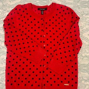 Ellen Tracy Red and Navy Cardigan